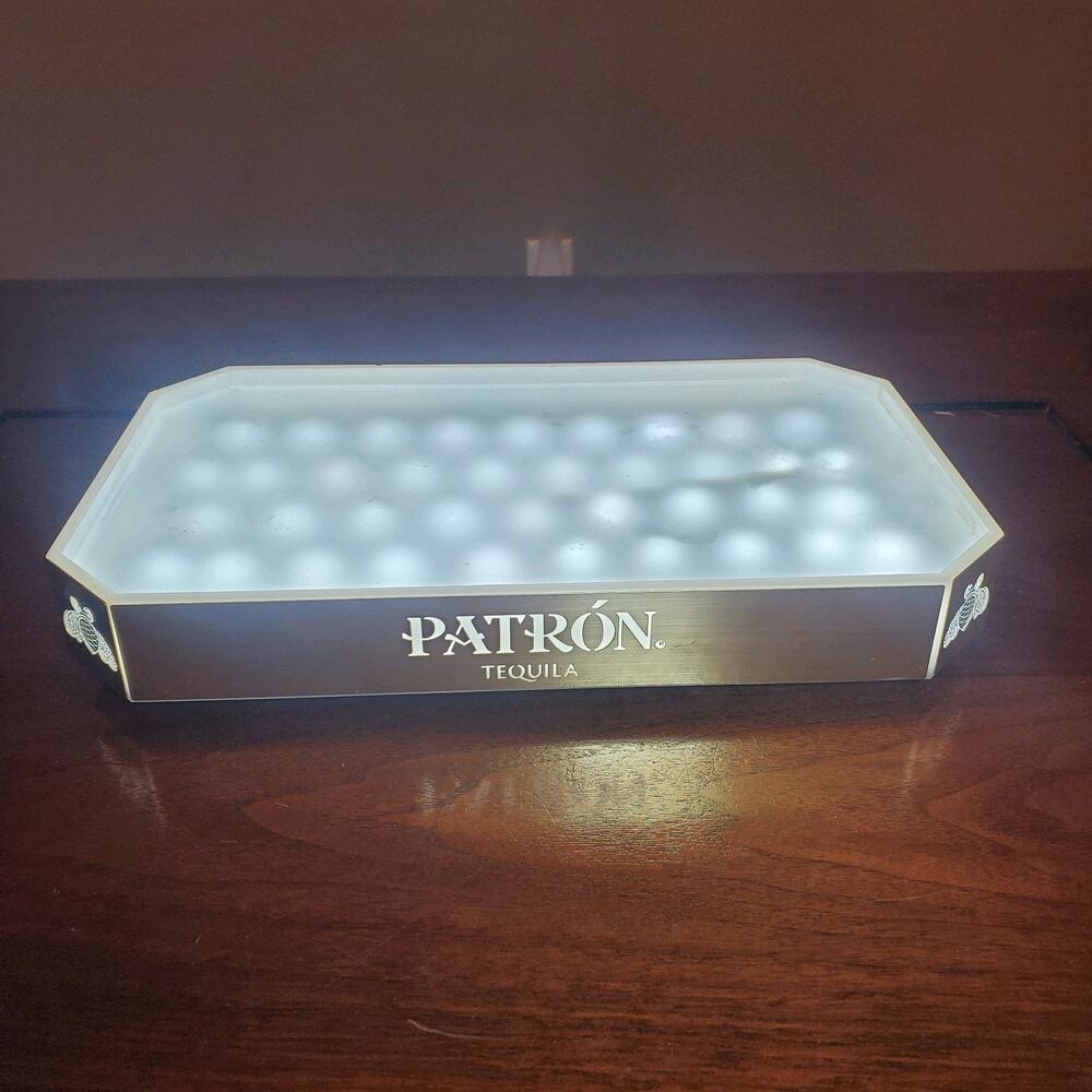 Patron LED Light Up Tray Gold Trim Bar Serving VIP Bottle Service Board